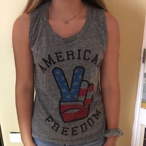 American flag peace sign tank